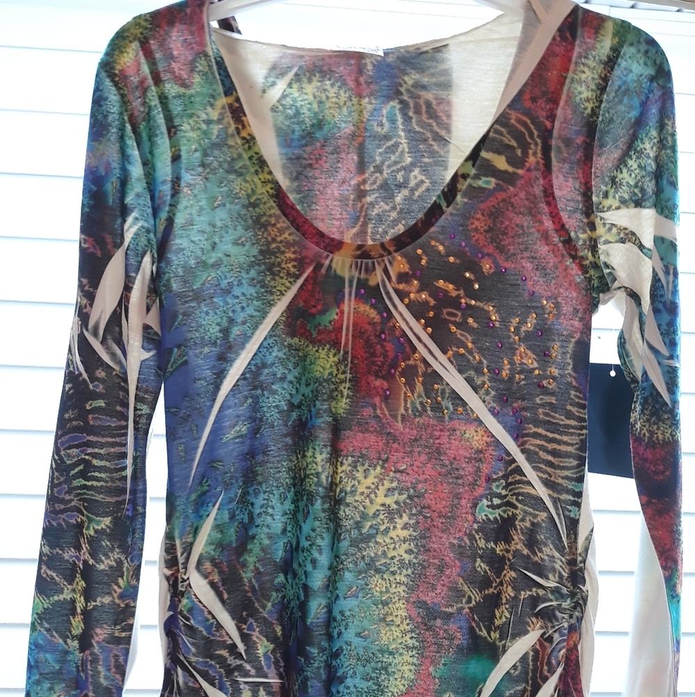 New with tags multicolored hooded women's top